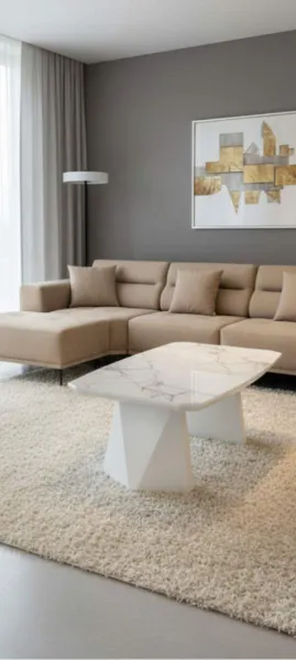 Tavolin ngjyra bardh 120x60 Mdf 100% shkelqim struktur Mermeri