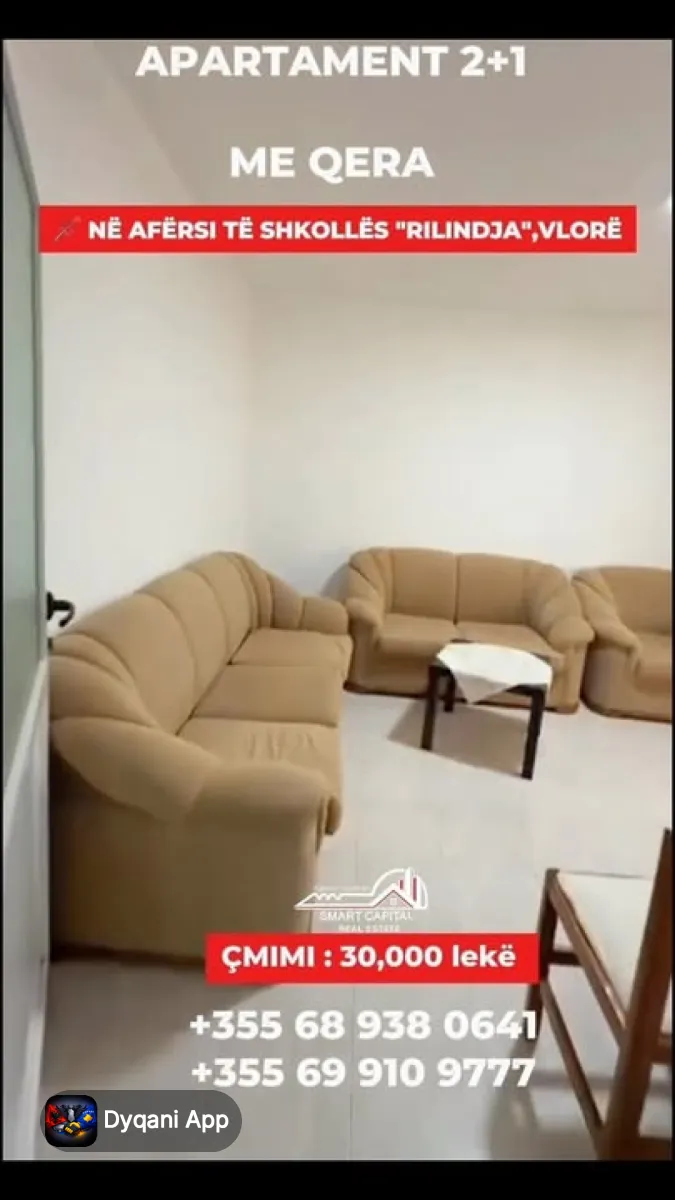 Jepet me qira apartament 2+1 pranë – 30,000 Lek – I mirë — Vlorë - Foto 1