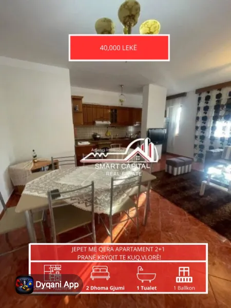 Jepet Me Qera Apartament 2+1 Pranë Kryqit – 40,000 Lek — Vlorë