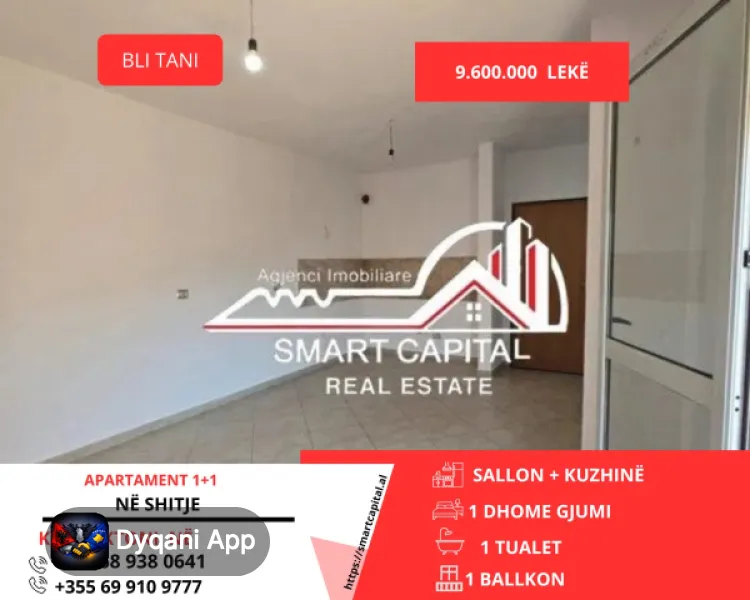Shitet Apartment 1+1 Në Afërsi – 9.6M Lek – I ri — Vlorë