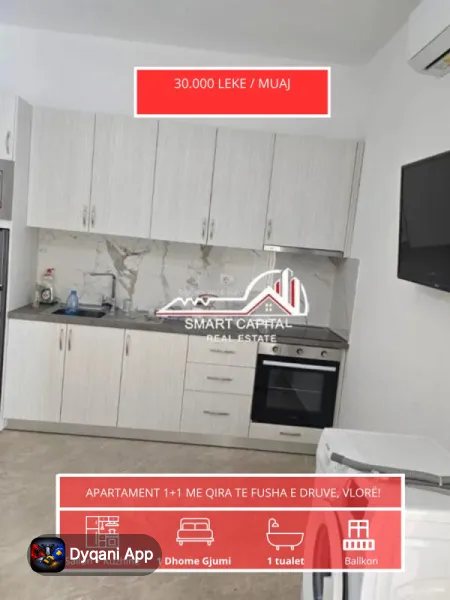 Apartament 1+1 Me Qira Te Fusha E Druve – 30,000 Lek — Vlorë