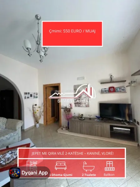 Jepet Me Qira Vile 2-Kateshe– Kanine Vlorë ! – 550€ – I mirë — Vlorë