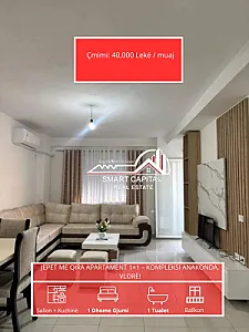 Apartament 1+1 Me Qera Kompleksi – 40,000 Lek – Vlorë — Vlorë - Foto 1
