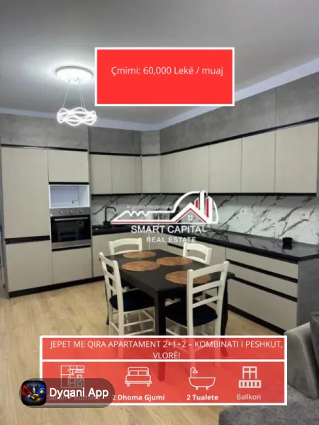 Jepet Me Qira Apartament 2+1+2, Kombinati – 60,000 Lek — Vlorë