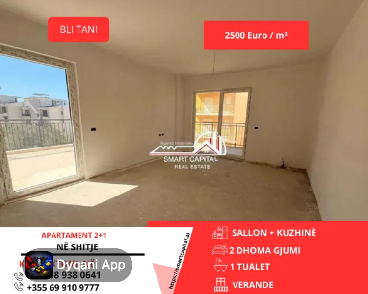Shitet Apartament 2+1 Uji Ftohte – 2,500€ – Vlorë – I mirë — Vlorë