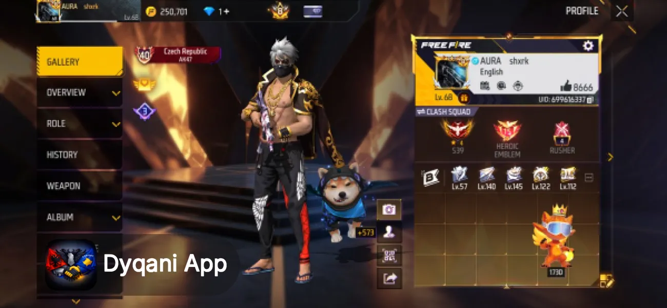 Shitet Llogari Free Fire 2018, nivel – 300€ – Elbasan — Elbasan