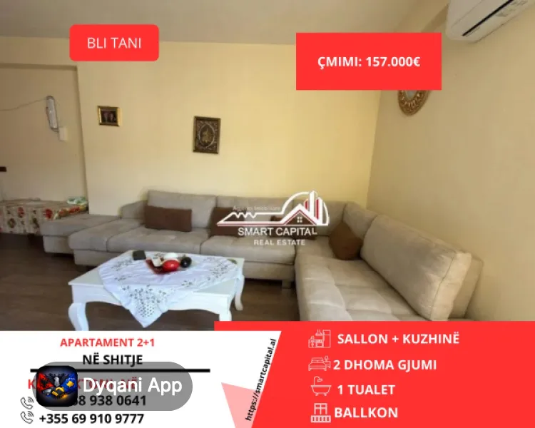 Shitet Apartament 2+1 Pranë – 157,000€ – Vlorë – Si i ri — Vlorë