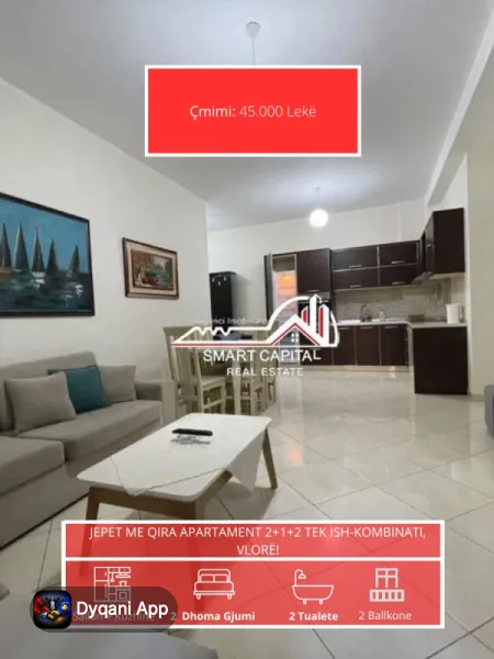 Jepet Me Qera Apartament 2+1+2 – 45,000 Lek – Si i ri — Vlorë