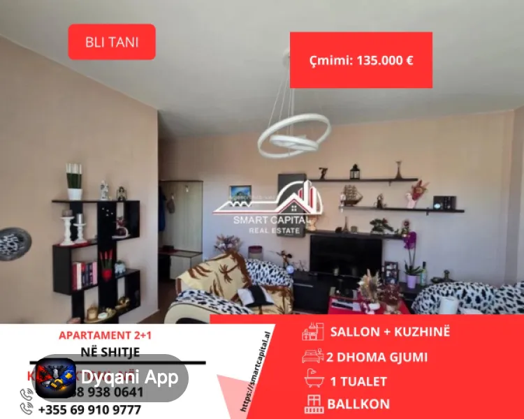 Shitet Apartament 2+1 Pranë – 135,000€ – Vlorë – I mirë — Vlorë