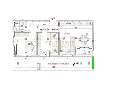 Apartament 2+1 me verandë në Color – 125,000€ – Tiranë — Tiranë - Foto 2