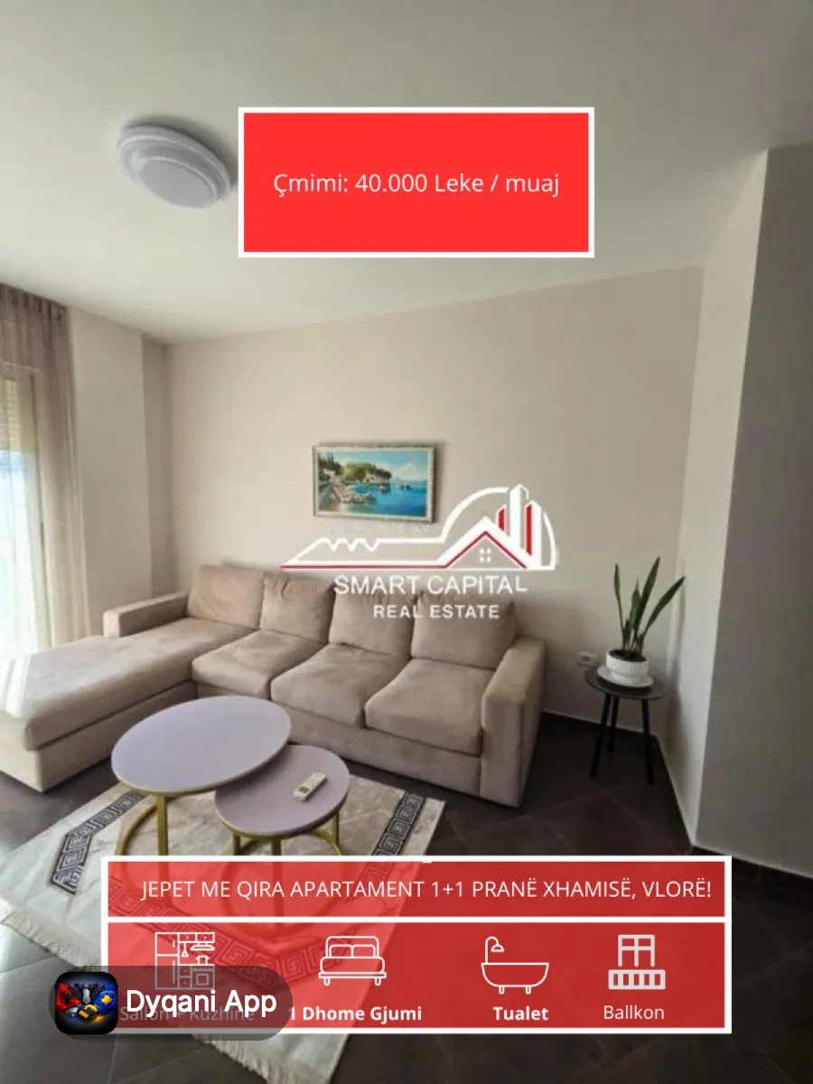 Jepet Me Qira Apartament 1+1 – 40,000 Lek – Vlorë – Si i ri — Vlorë - Foto 1