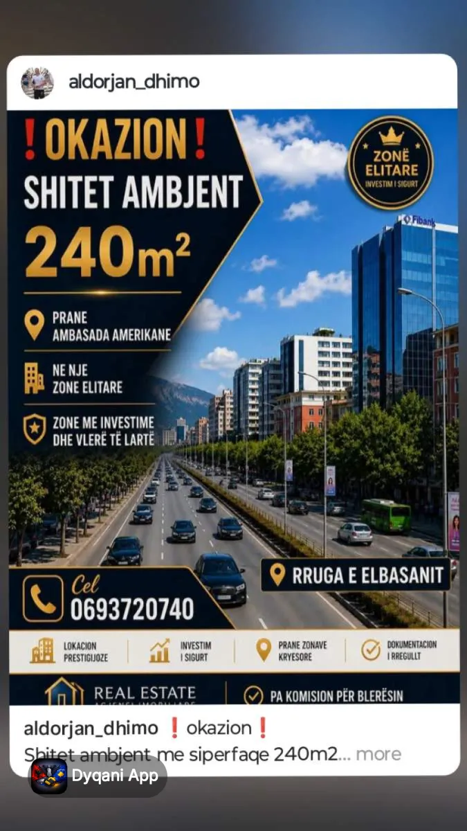 Shitet ambjent komercial me sipërfaqe 240m2 – Tiranë — Tiranë - Foto 1