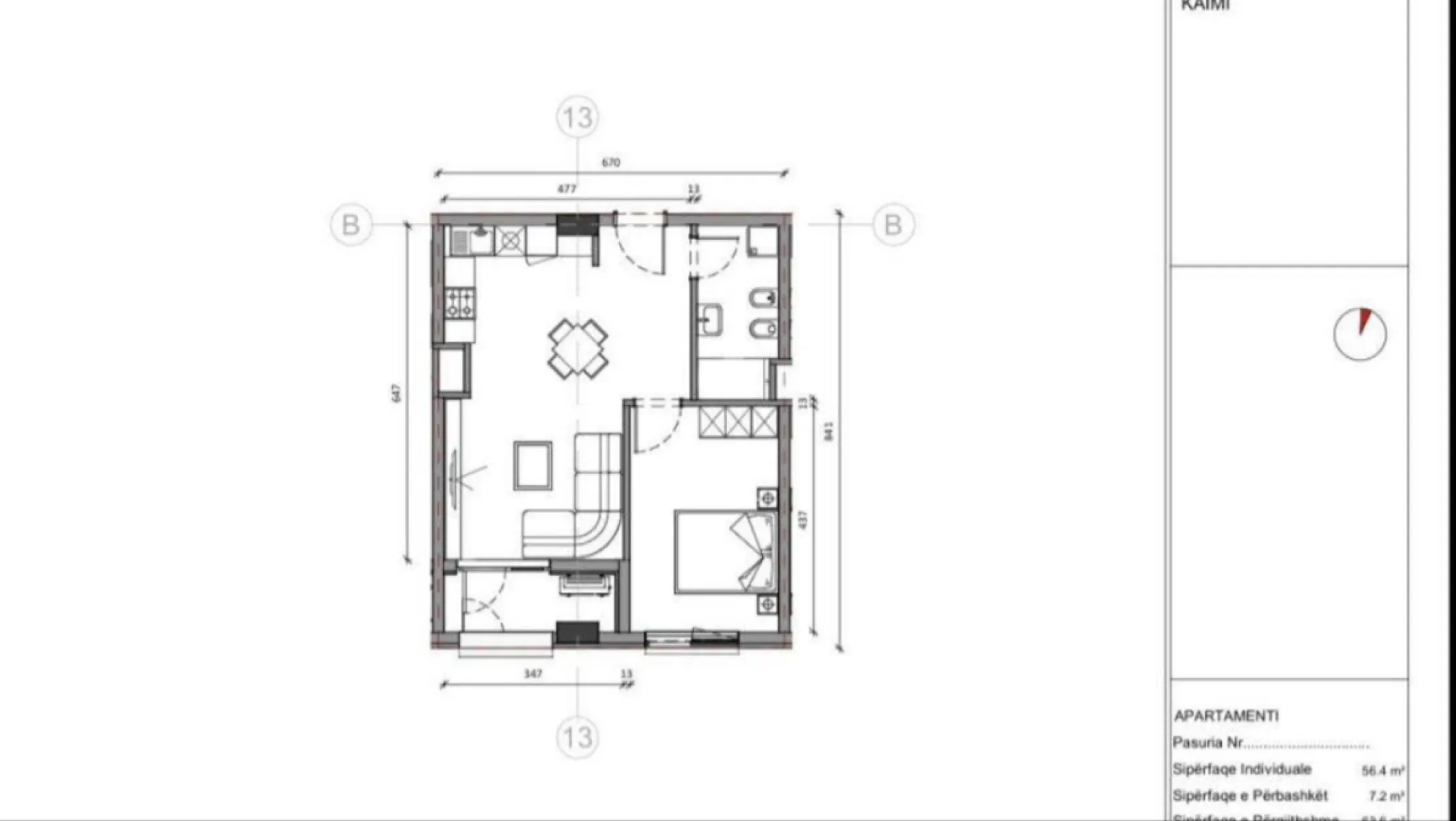 Shitet Apartament 1+1 Rezidenca Kaimi, Ali Demi - Foto 3